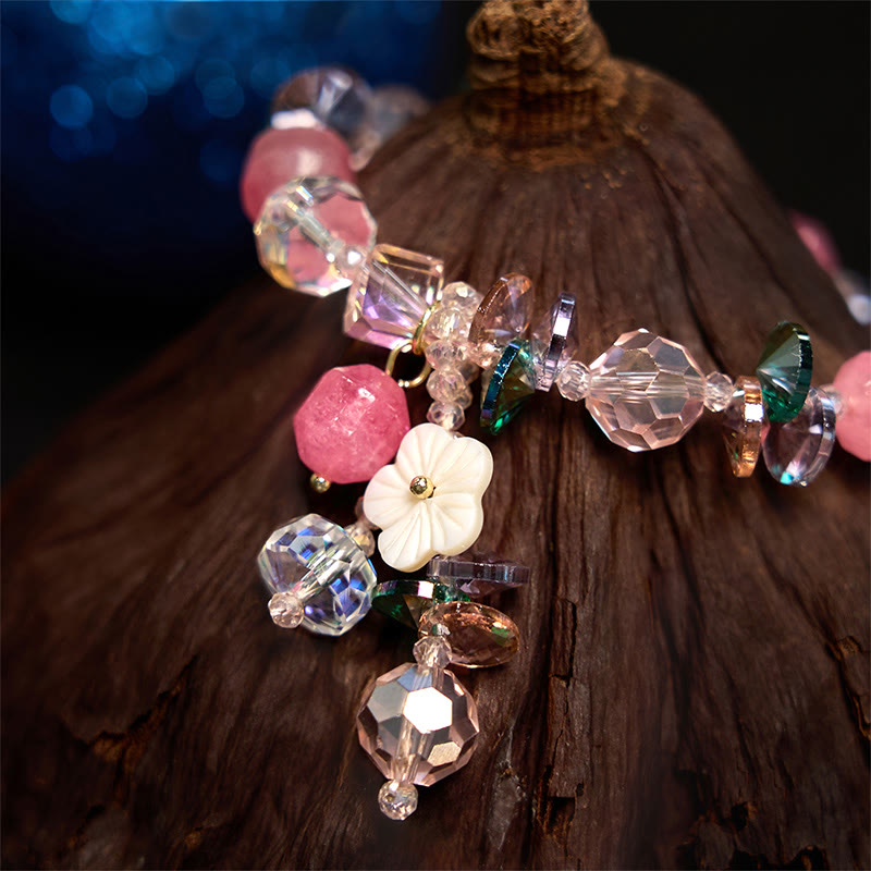 Nimara Ritual Pink Crystal Green Crystal White Crystal Flower Warmth Bracelet