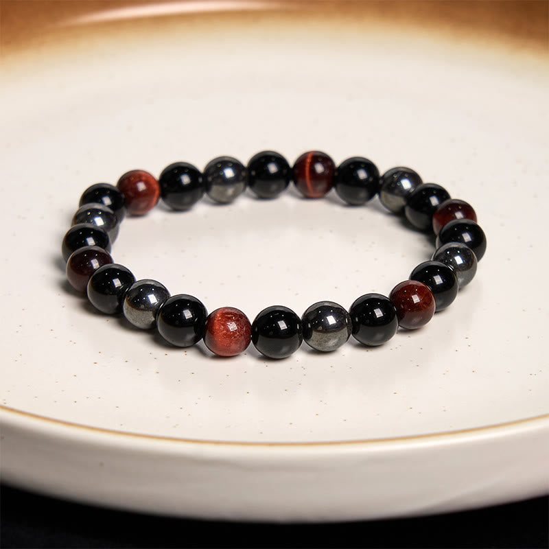 Nimara Ritual Natural Tiger's Eye Obsidian Hematite Positive Powerful Bracelet