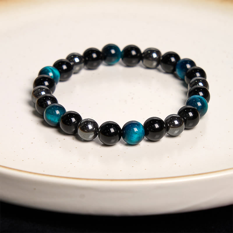 Nimara Ritual Natural Tiger's Eye Obsidian Hematite Positive Powerful Bracelet
