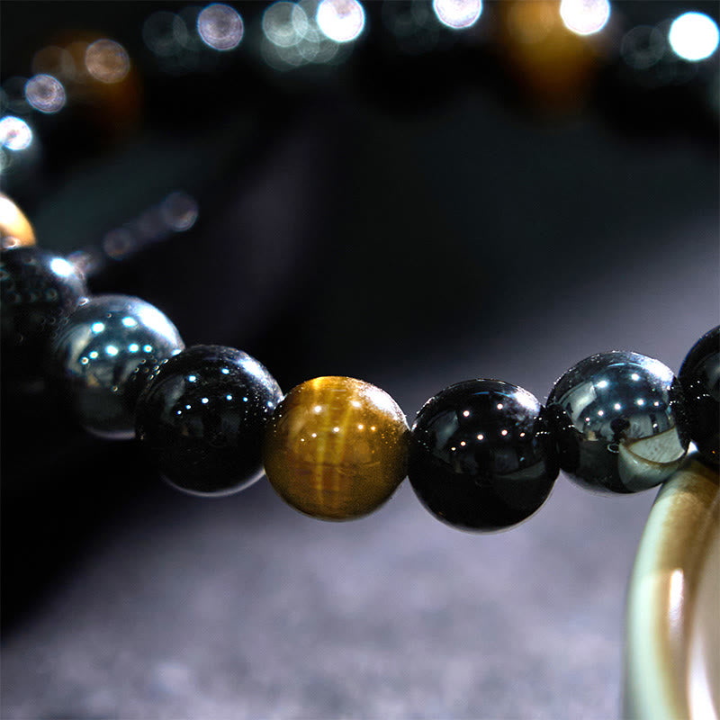 Nimara Ritual Natural Tiger's Eye Obsidian Hematite Positive Powerful Bracelet