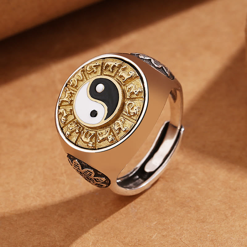 Nimara Ritual Yin Yang Chinese Zodiac Copper Wealth Adjustable Ring