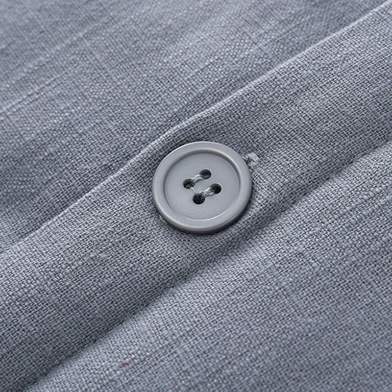 Nimara Ritual Winter Men's Frog-Button Tang Suit Linen Cotton Fleece Lined Jacket Shirt With Pockets