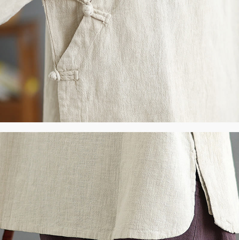 Nimara Ritual Solid Color Frog-Button Long Sleeve Women's Shirt