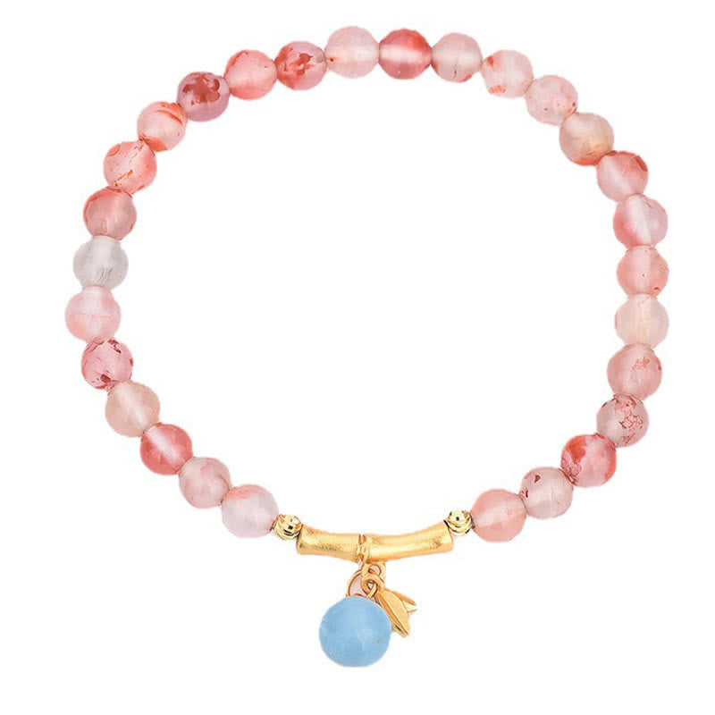 Nimara Ritual South Red Agate Aquamarine Pearl Hetian Jade Bamboo Flower Fortune Bracelet