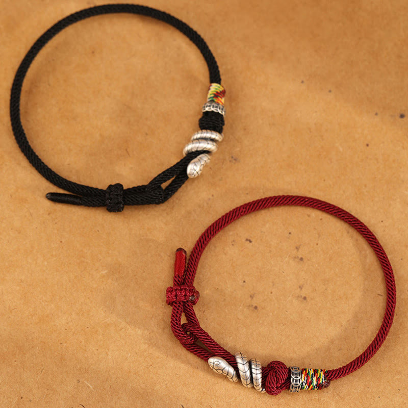 Nimara Ritual Red String 925 Sterling Silver Year of the Snake Coin Ring Snake Luck Bracelet