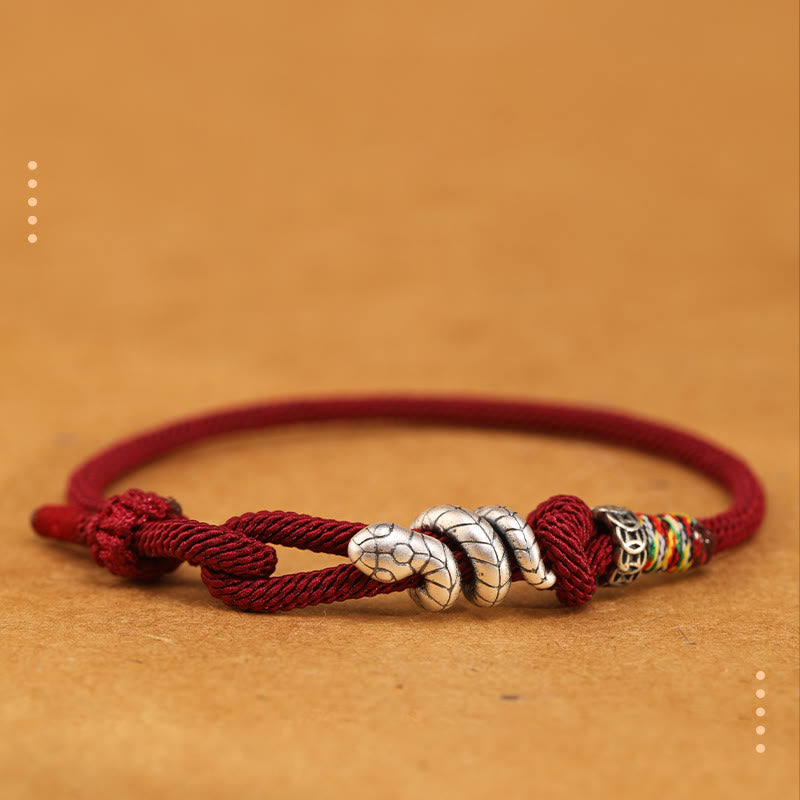 Nimara Ritual Red String 925 Sterling Silver Year of the Snake Coin Ring Snake Luck Bracelet