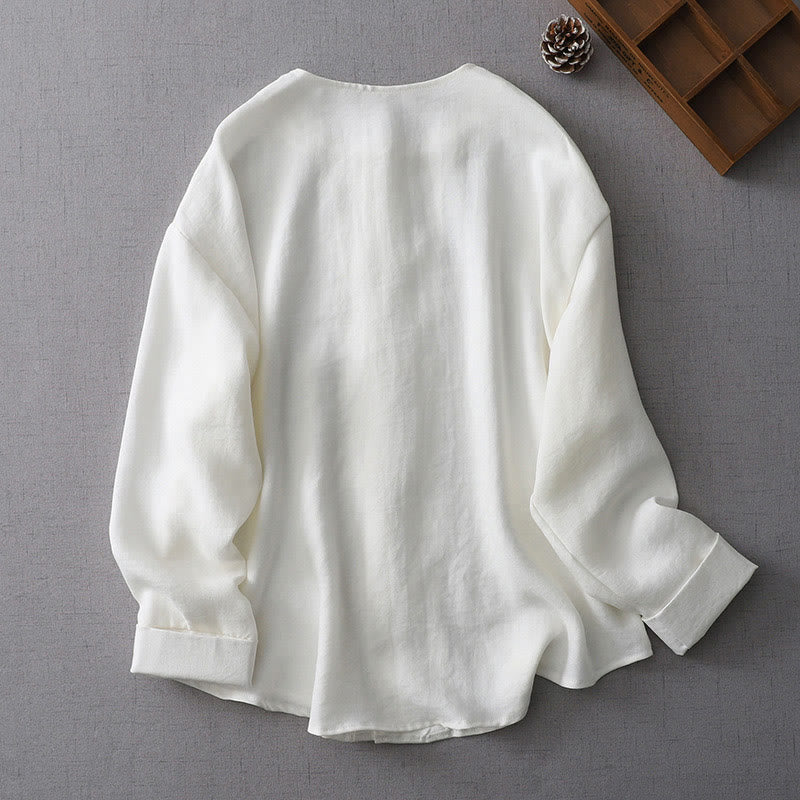 Nimara Ritual Solid Color Button Long Sleeve Women's Shirt