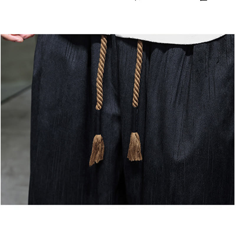 Nimara Ritual Solid Color Corduroy Drawstring Thermal Men's Harem Pants With Pockets
