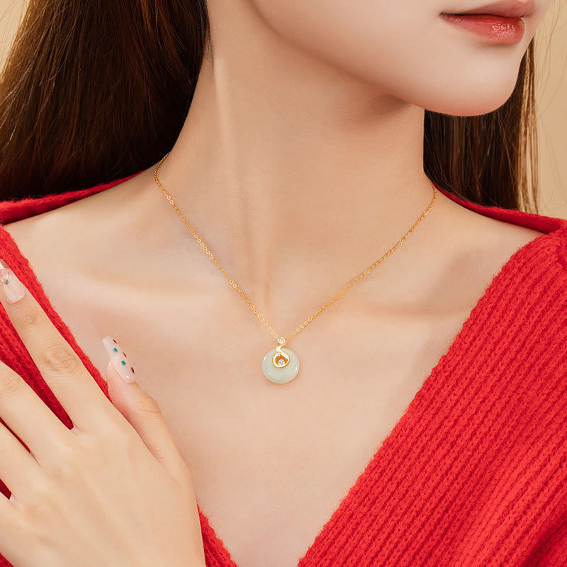 Nimara Ritual Chinese Zodiac Hetian Jade 925 Sterling Silver Abundance Necklace Pendant