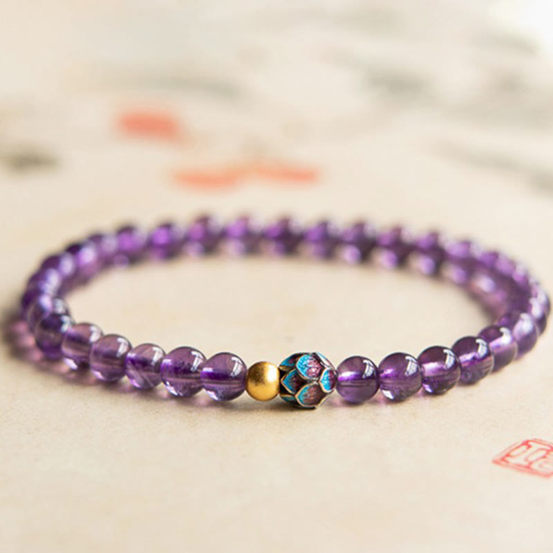 Nimara Ritual Natural Amethyst Lotus Spiritual Awareness Bracelet