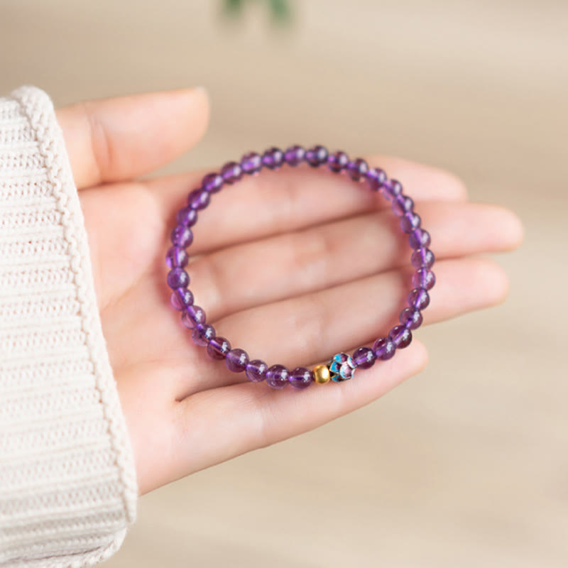 Nimara Ritual Natural Amethyst Lotus Spiritual Awareness Bracelet