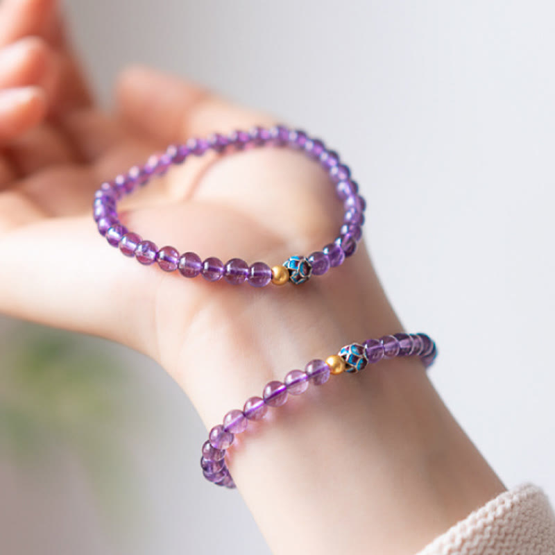Nimara Ritual Natural Amethyst Lotus Spiritual Awareness Bracelet