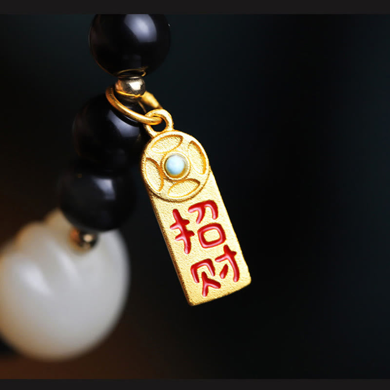 Nimara Ritual Black Obsidian Cat Paw Bodhi Seed Lucky Fortune Charm Purification Bracelet