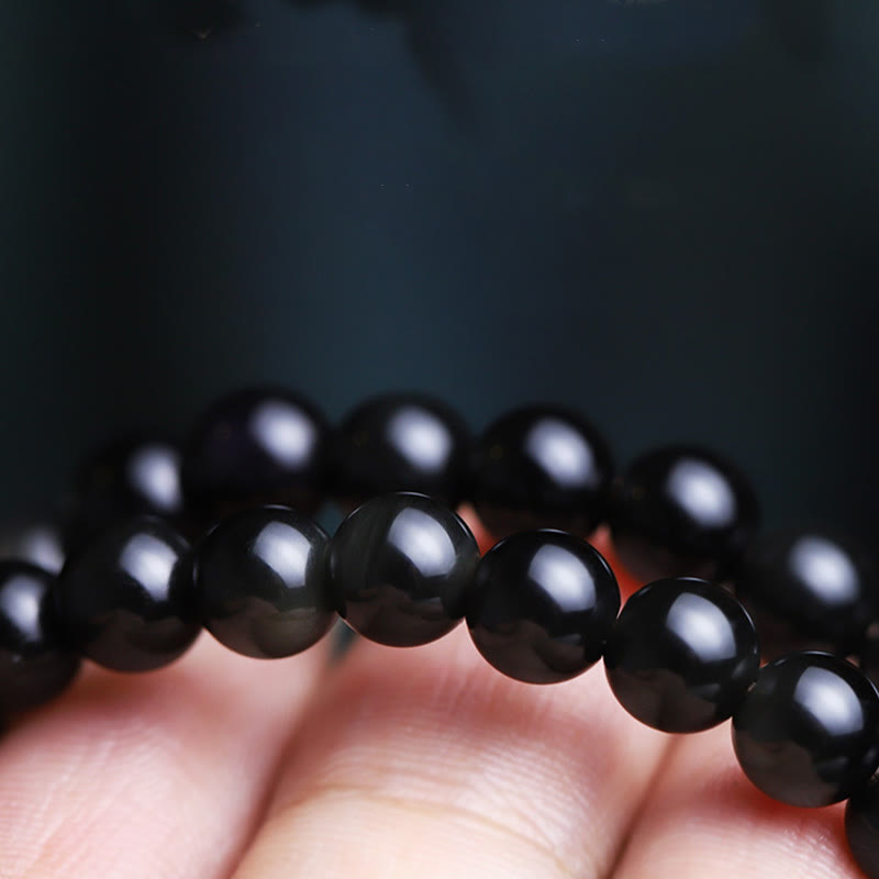 Nimara Ritual Black Obsidian Cat Paw Bodhi Seed Lucky Fortune Charm Purification Bracelet