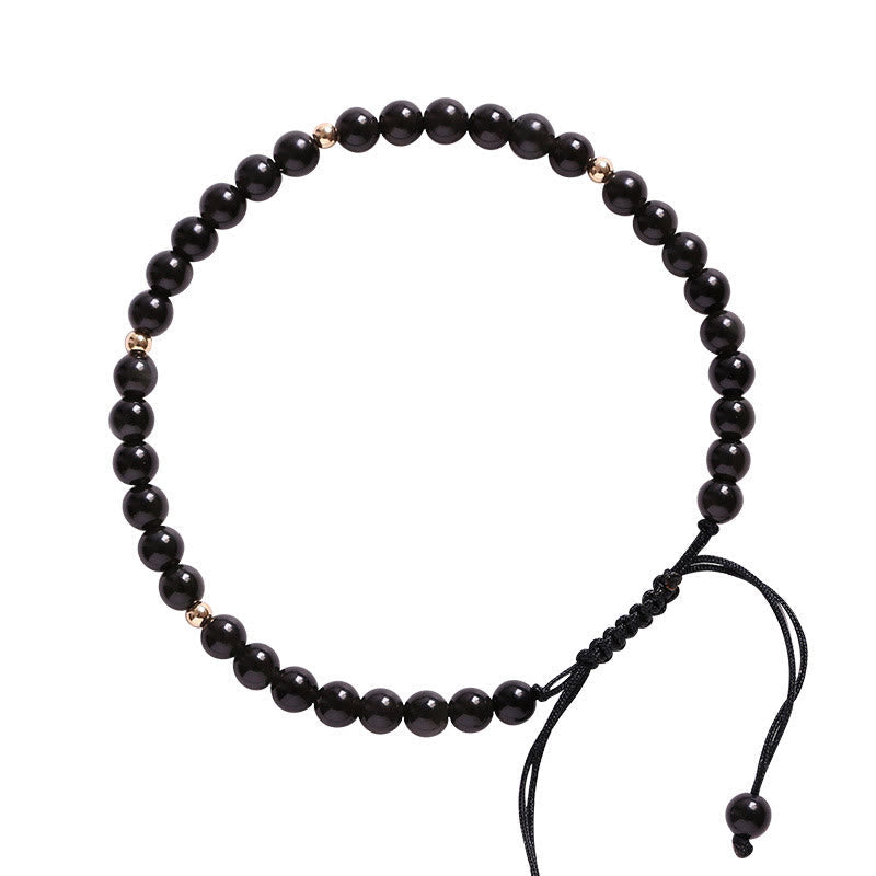 Nimara Ritual Small Black Obsidian Beads Fulfillment Rope Bracelet