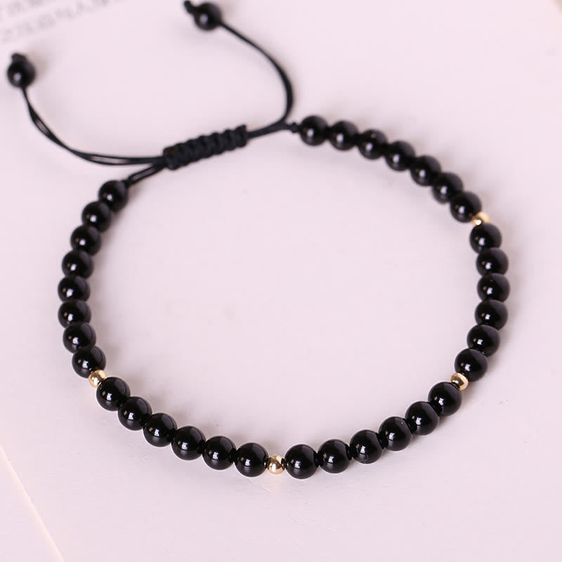 Nimara Ritual Small Black Obsidian Beads Fulfillment Rope Bracelet