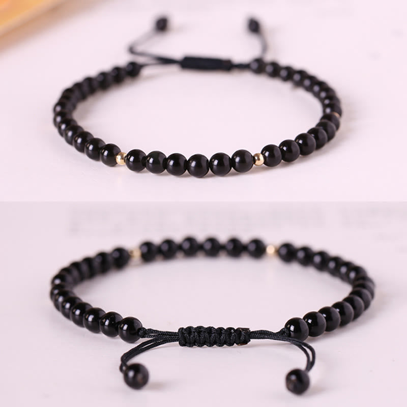 Nimara Ritual Small Black Obsidian Beads Fulfillment Rope Bracelet