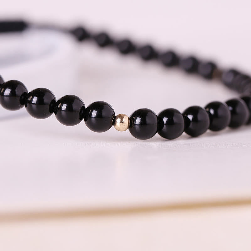 Nimara Ritual Small Black Obsidian Beads Fulfillment Rope Bracelet