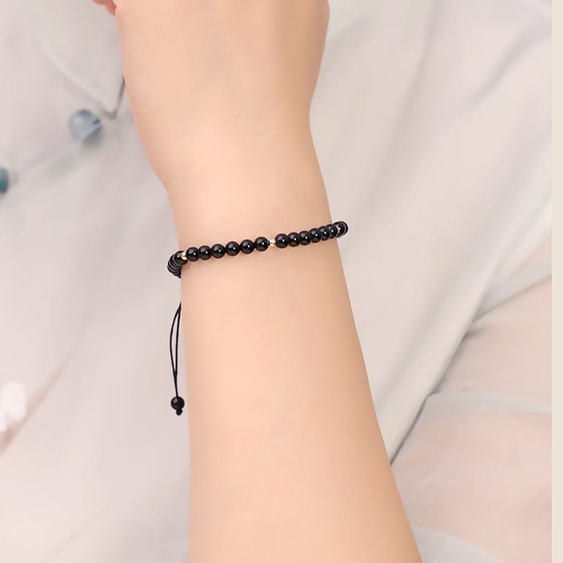 Nimara Ritual Small Black Obsidian Beads Fulfillment Rope Bracelet