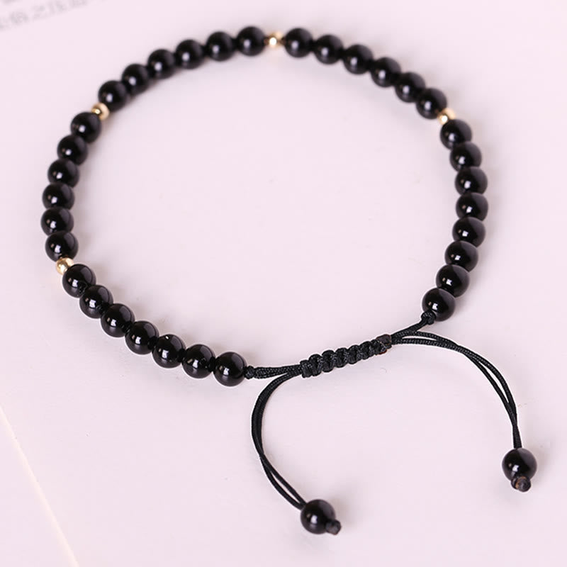 Nimara Ritual Small Black Obsidian Beads Fulfillment Rope Bracelet