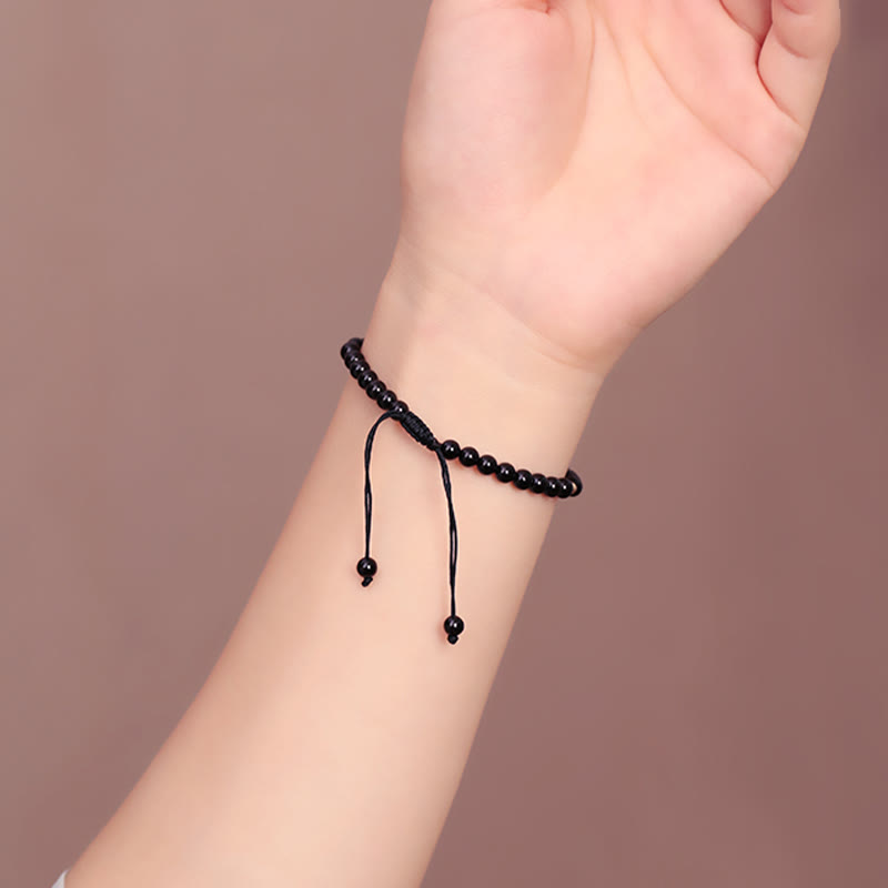Nimara Ritual Small Black Obsidian Beads Fulfillment Rope Bracelet