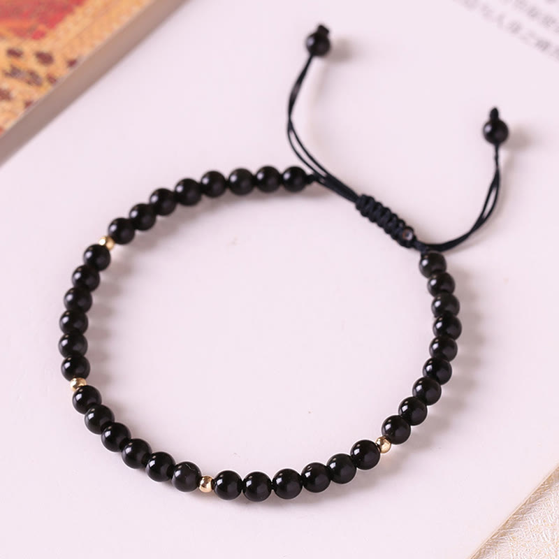 Nimara Ritual Small Black Obsidian Beads Fulfillment Rope Bracelet