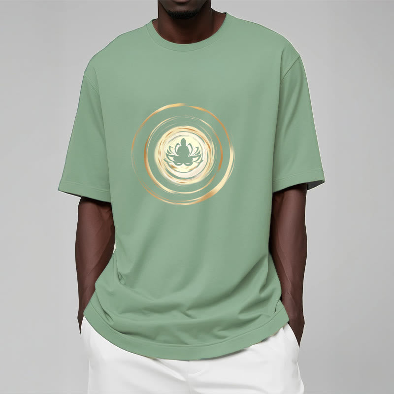 Nimara Ritual Meditating Buddha Lotus Pattern Tee T-shirt