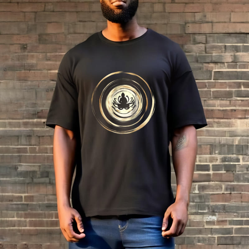 Nimara Ritual Meditating Buddha Lotus Pattern Tee T-shirt