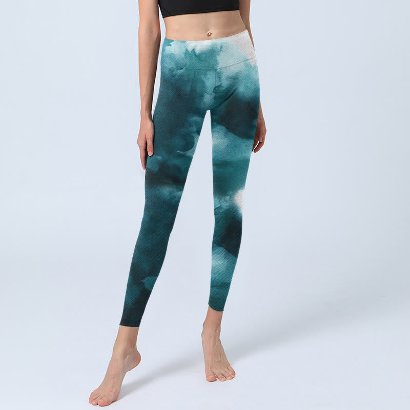 Nimara Ritual Dark Green Cloud Gym Leggings Women's Yoga Pants
