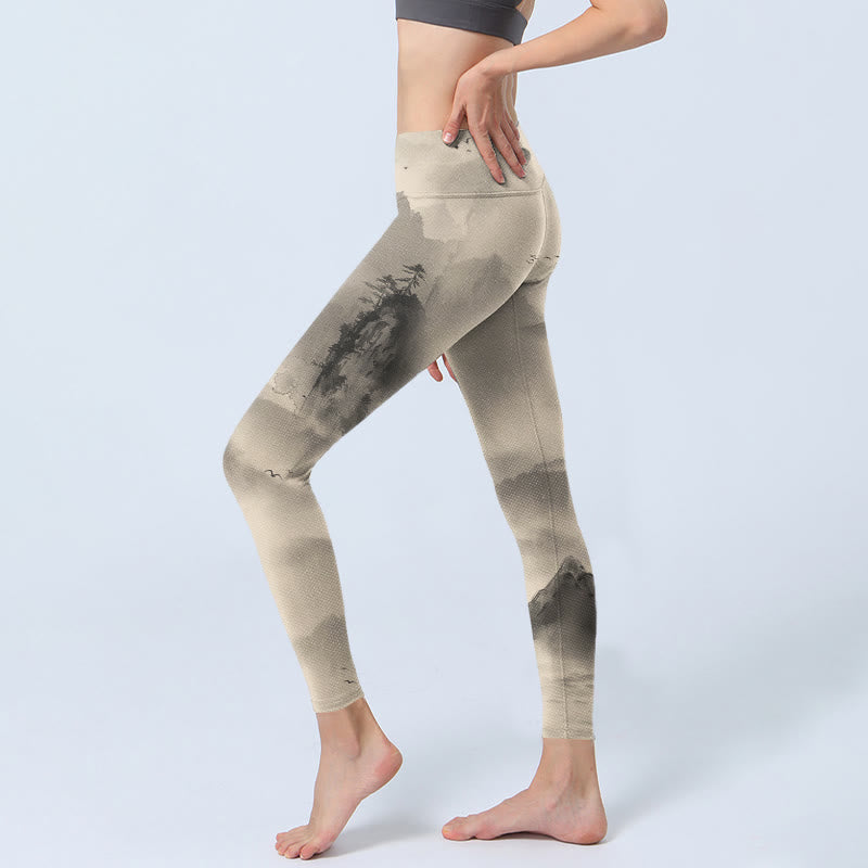 Nimara Ritual Mountains Shrouded In Mist Wild Goose Gym Leggings Women's Yoga Pants