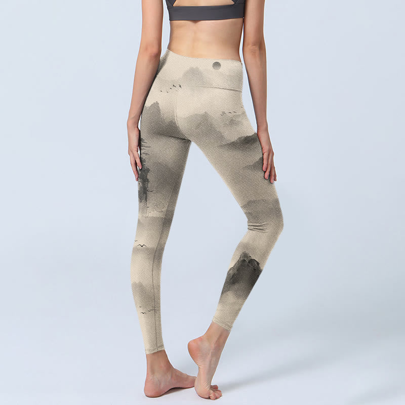 Nimara Ritual Mountains Shrouded In Mist Wild Goose Gym Leggings Women's Yoga Pants
