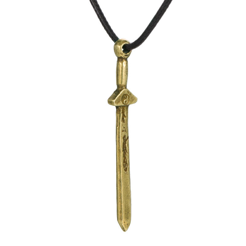 Nimara Ritual Vintage Yin Yang Copper Brass Sword Balance Necklace Pendant