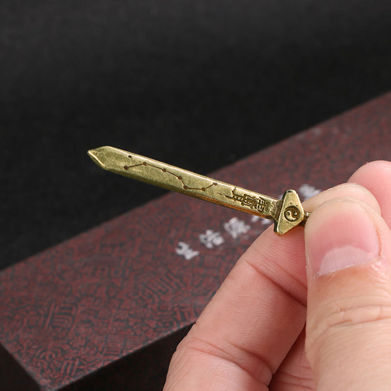 Nimara Ritual Vintage Yin Yang Copper Brass Sword Balance Necklace Pendant