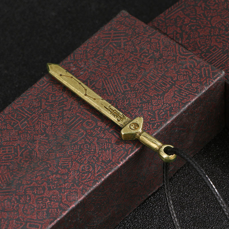 Nimara Ritual Vintage Yin Yang Copper Brass Sword Balance Necklace Pendant