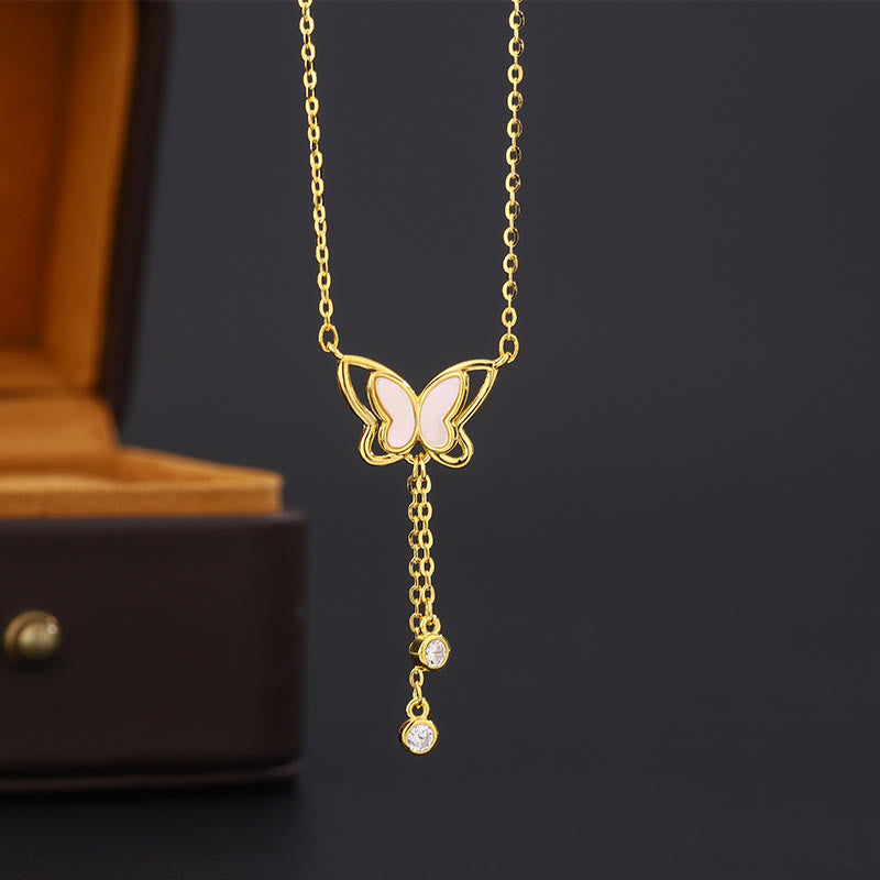 Nimara Ritual 999 Sterling Silver Tridacna Stone Butterfly Calm Necklace Pendant