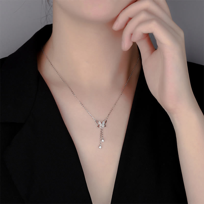 Nimara Ritual 999 Sterling Silver Tridacna Stone Butterfly Calm Necklace Pendant