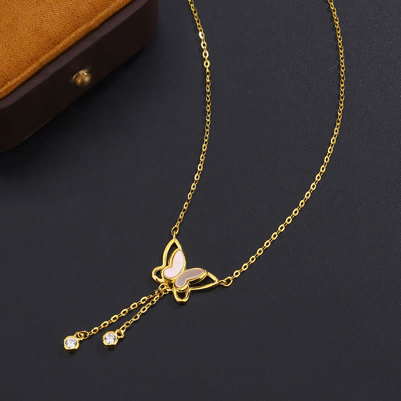 Nimara Ritual 999 Sterling Silver Tridacna Stone Butterfly Calm Necklace Pendant