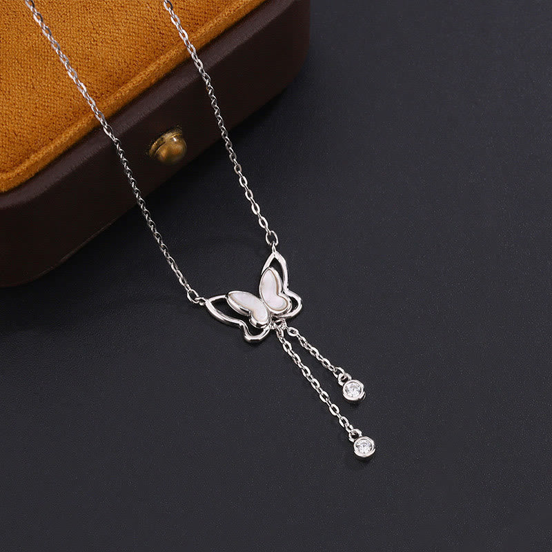 Nimara Ritual 999 Sterling Silver Tridacna Stone Butterfly Calm Necklace Pendant