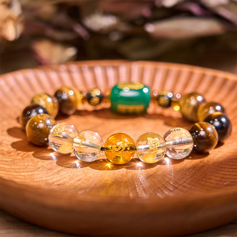Nimara Ritual Chinese Zodiac Tiger Eye White Crystal Courage Bracelet