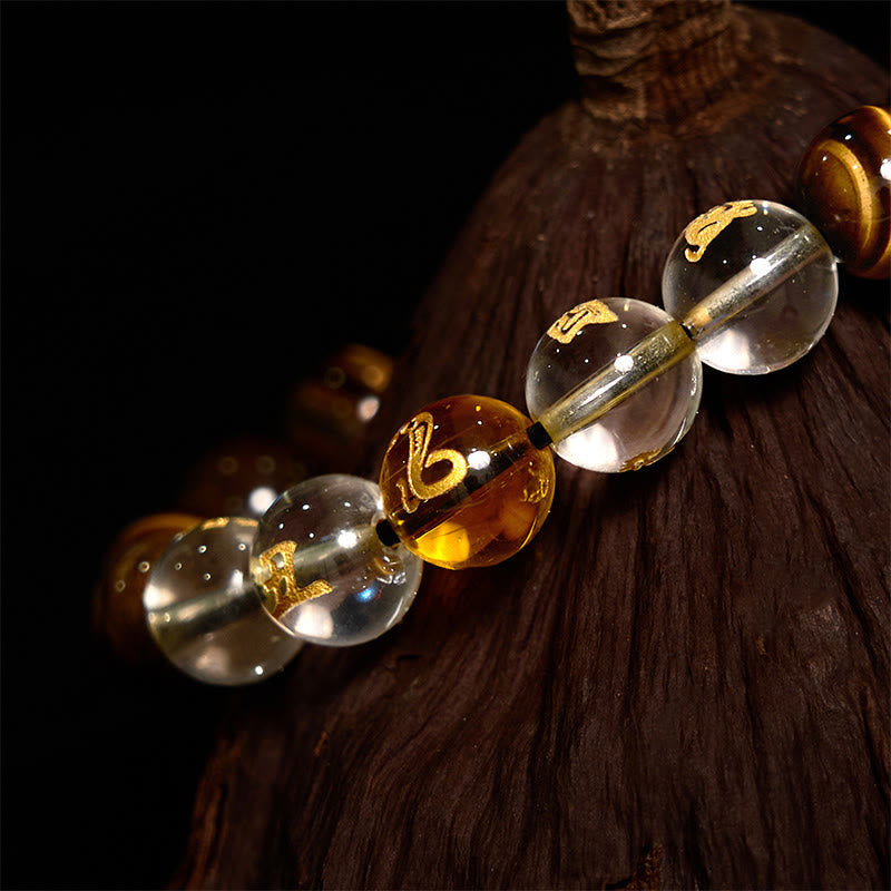 Nimara Ritual Chinese Zodiac Tiger Eye White Crystal Courage Bracelet