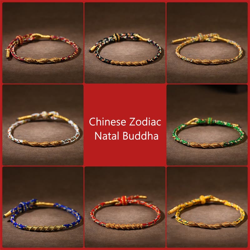 Nimara Ritual Handmade Chinese Zodiac Natal Buddha Luck Strength Braided Rope Bracelet