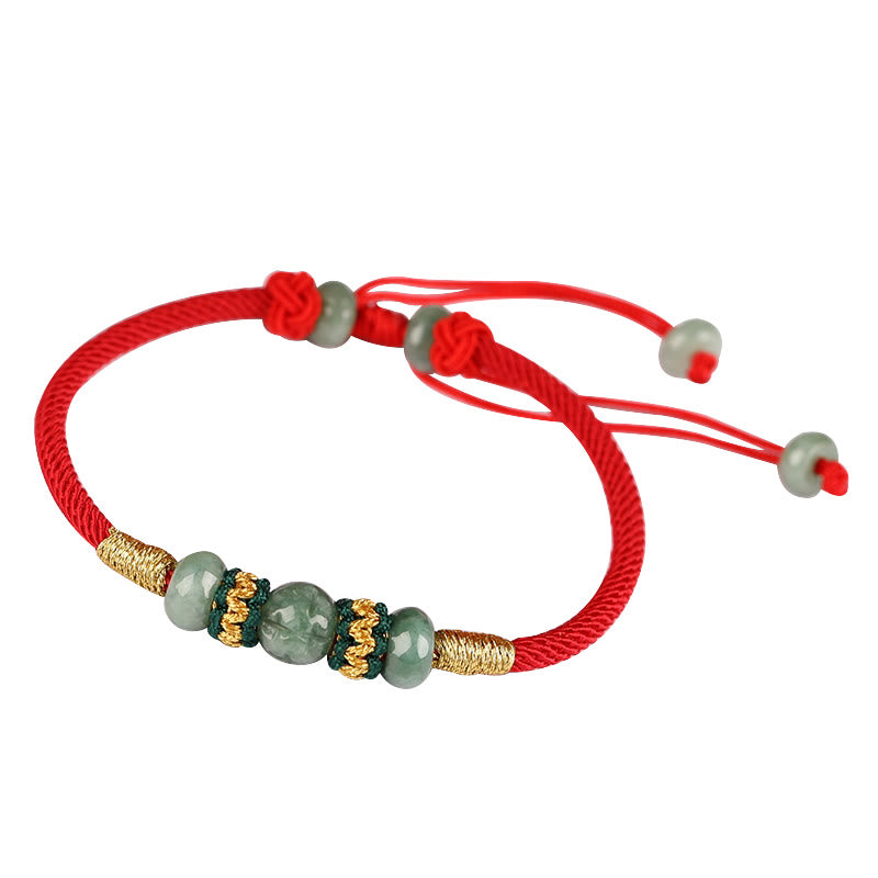 Nimara Ritual Jade Abacus Bead Prosperity Red String Rope Bracelet