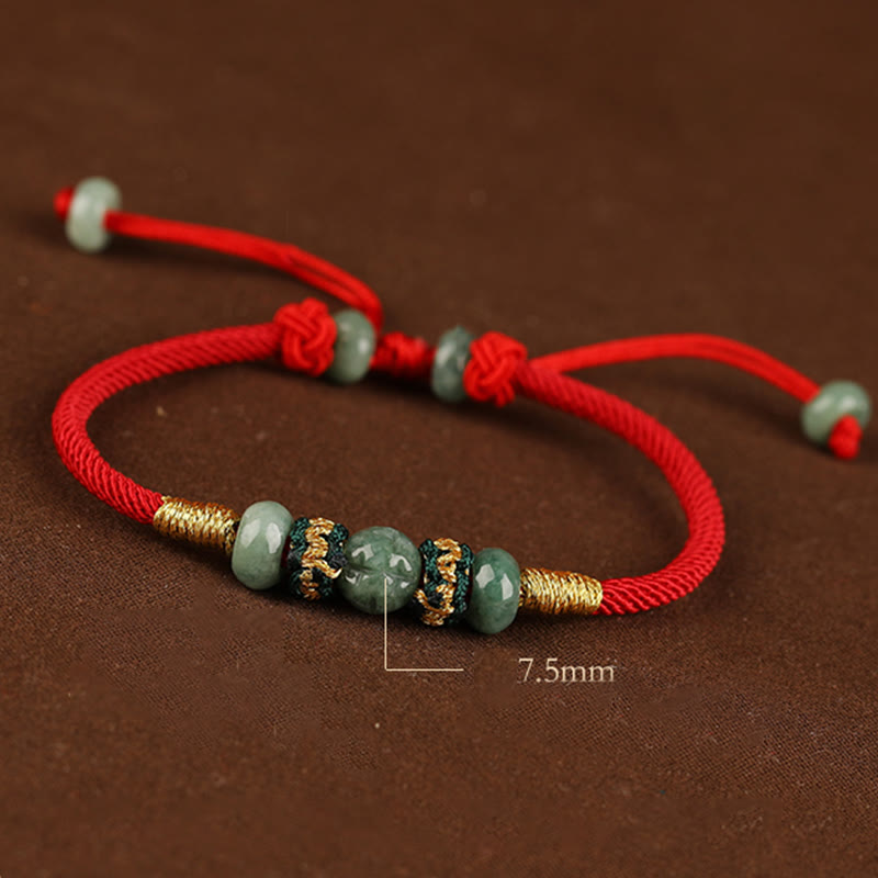 Nimara Ritual Jade Abacus Bead Prosperity Red String Rope Bracelet