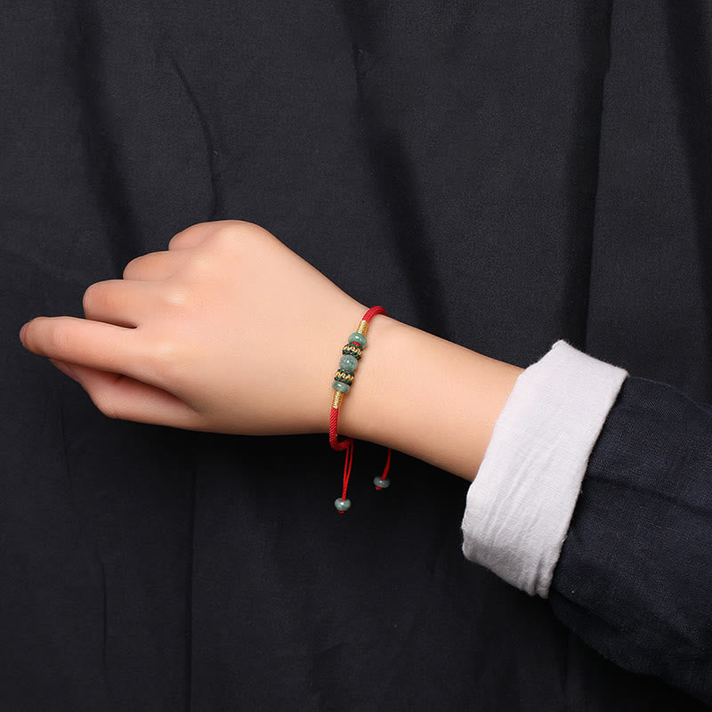 Nimara Ritual Jade Abacus Bead Prosperity Red String Rope Bracelet