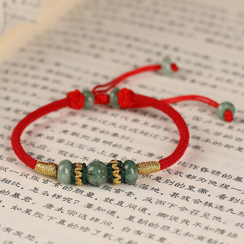 Nimara Ritual Jade Abacus Bead Prosperity Red String Rope Bracelet