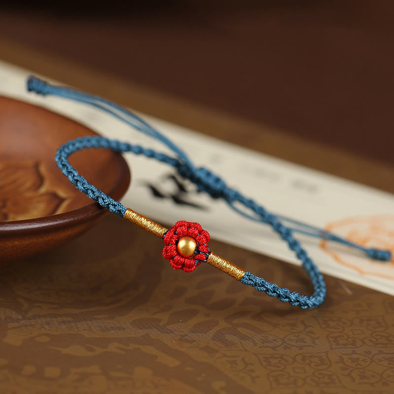 Nimara Ritual 999 Gold Mini Bead Handmade Flower Design Luck Protection Rope Bracelet