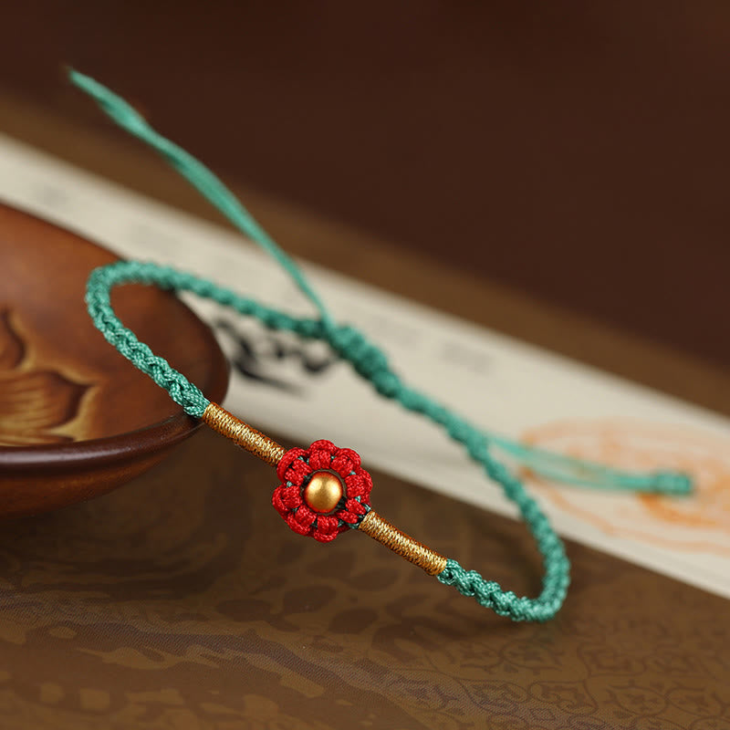 Nimara Ritual 999 Gold Mini Bead Handmade Flower Design Luck Protection Rope Bracelet