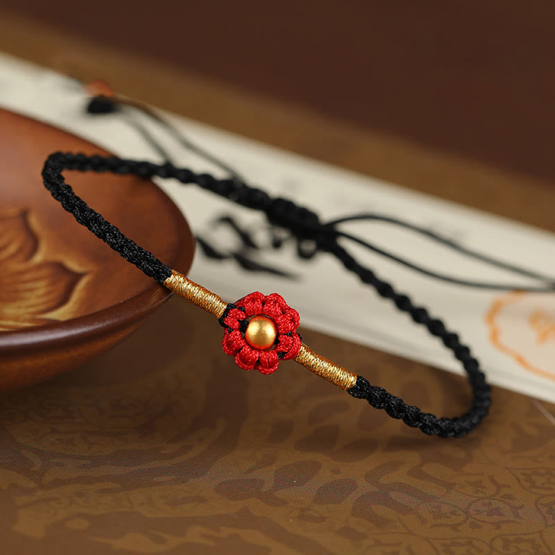 Nimara Ritual 999 Gold Mini Bead Handmade Flower Design Luck Protection Rope Bracelet