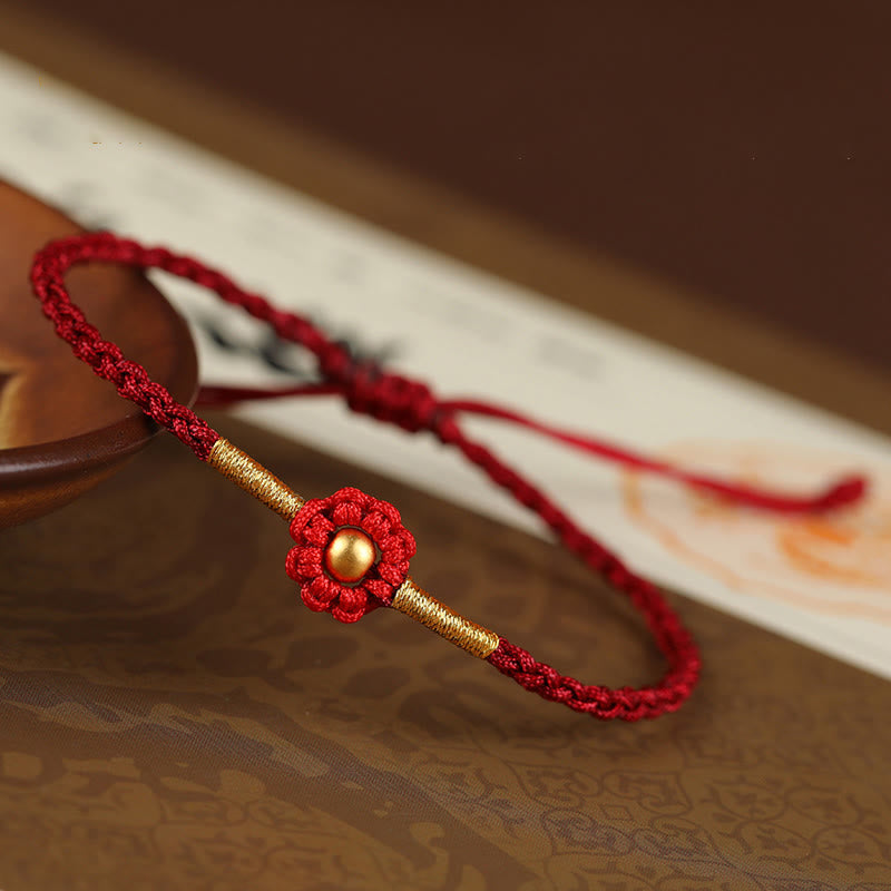 Nimara Ritual 999 Gold Mini Bead Handmade Flower Design Luck Protection Rope Bracelet
