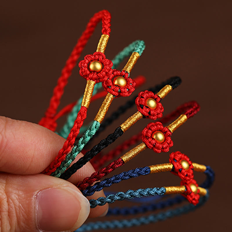Nimara Ritual 999 Gold Mini Bead Handmade Flower Design Luck Protection Rope Bracelet